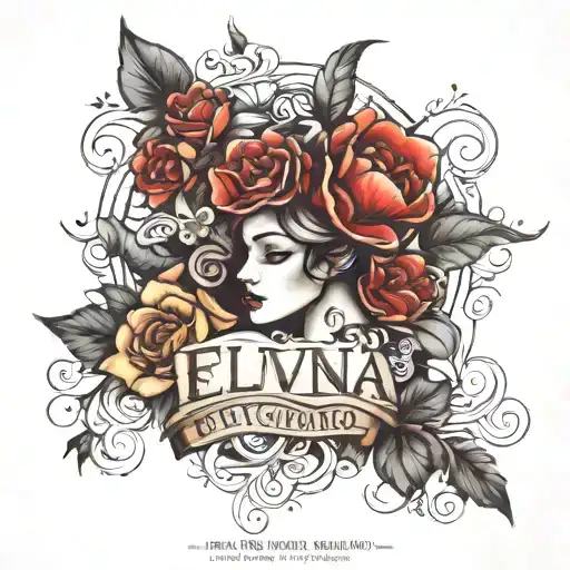 Beautiful Tattoo With The Name Elvina