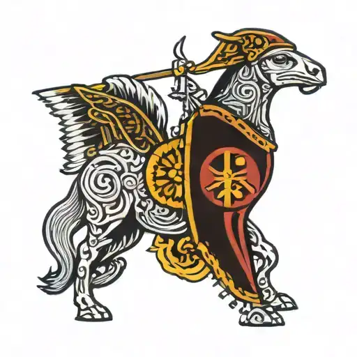 Zia Symbol With End Of Trail Satue