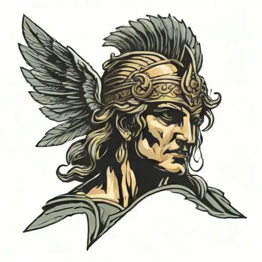 Only Face Of Alexander The Great Statue Looking Straight Very Dark Colors With Shadows