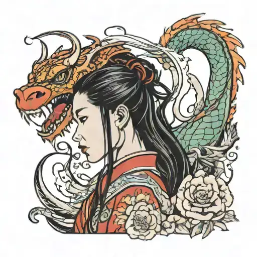Mulan Cutting Her Hair And Is Surrounded By Dragon