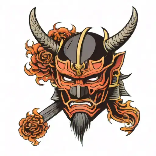 Samurai Mask With Japanese Dragon