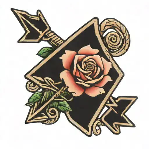 Arrow Bracelet With Wrapped Rose