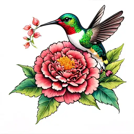 Carnation And Humming Bird