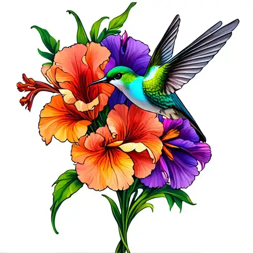 Carnation Iris Lilly's And Humming Bird