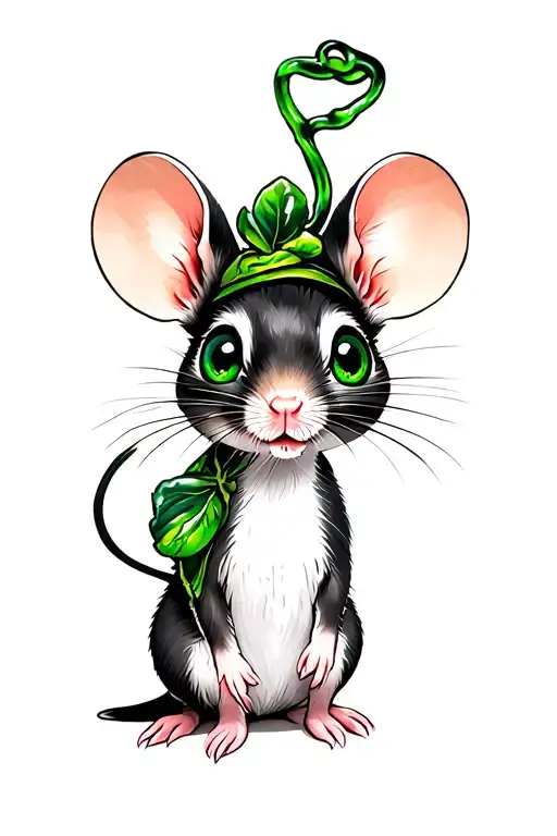 An Innocent Mouse With Green Eyes Looking
