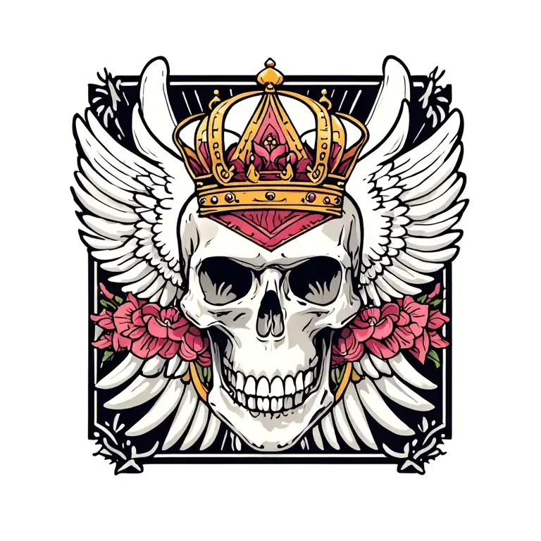 Wings With Skull And Crown