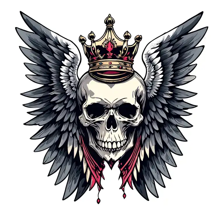 Wings With Skull And Crown