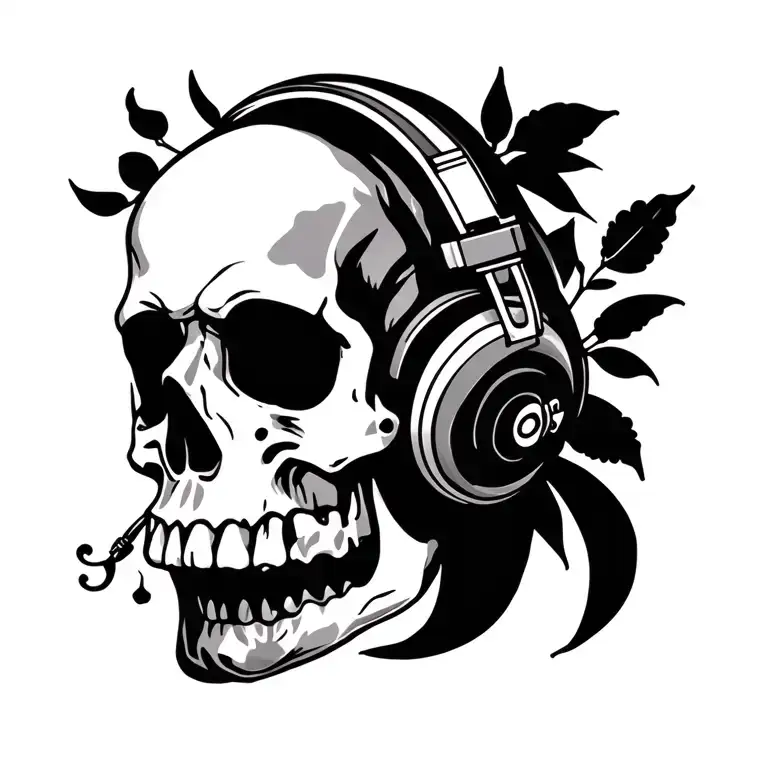 Skull Wearing Headphones