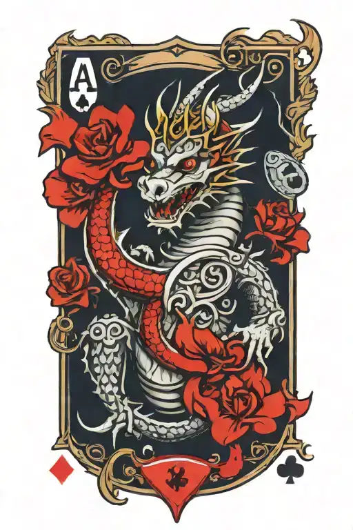 Poker Cards With A Dragon And Crown