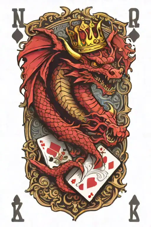 Poker Cards With A Dragon And Crown