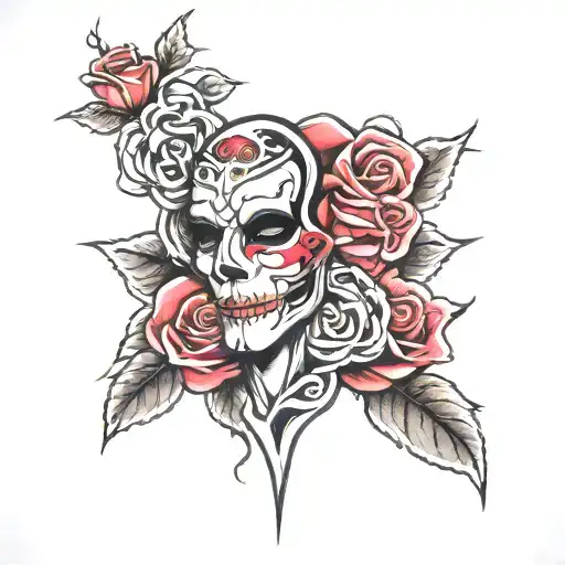 Phantom Mask And Rose Intertwined