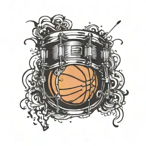 Half Of Basket Ball In Dw Snare Drum Black And White