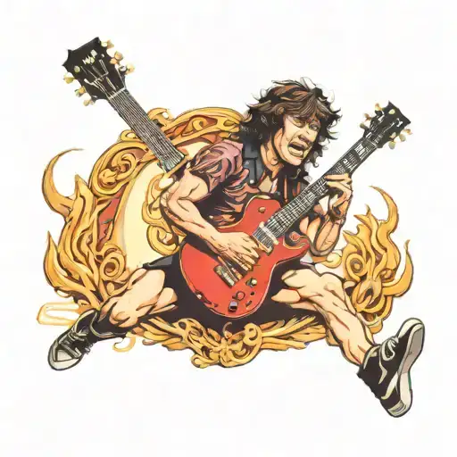 Acdc Angus Young Playing Guitar Realistic