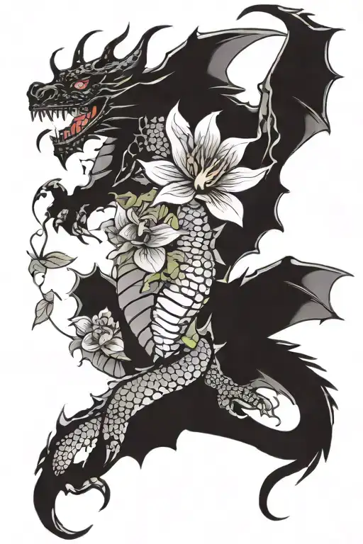 Dragon And Flowers