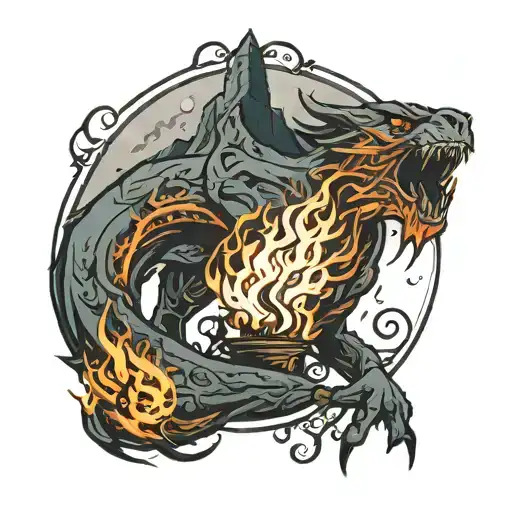 A Flame In The Style Of The Guild Wars 2 Elementalist And A Mountain