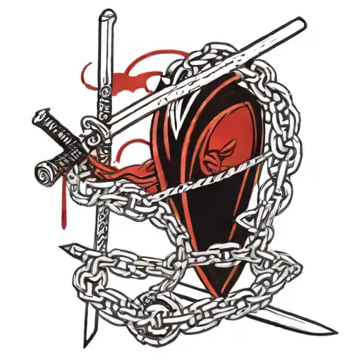 Chains Red Ink And Katana