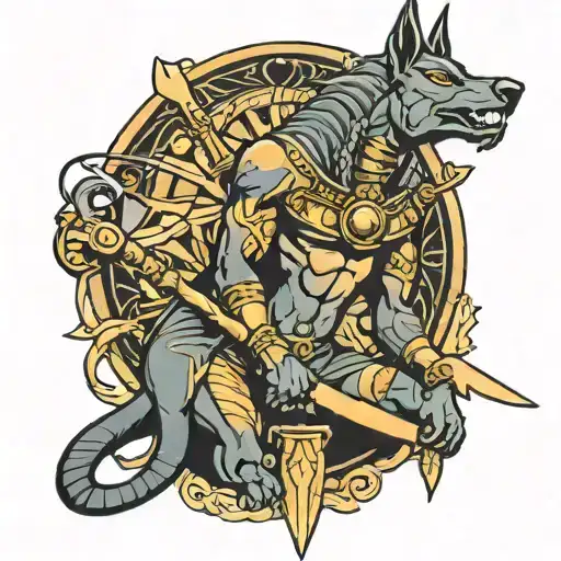 God Anubis With A Sword