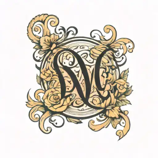 Pdw Initials In Cursive Lettering