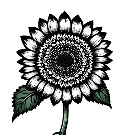 Sunflower With Mandala Design Incorporating