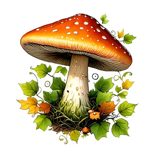 Toadstools Ivy Leaves Autumn Pumpkin Latte