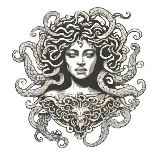 Medusa On The Middle Of The Chest