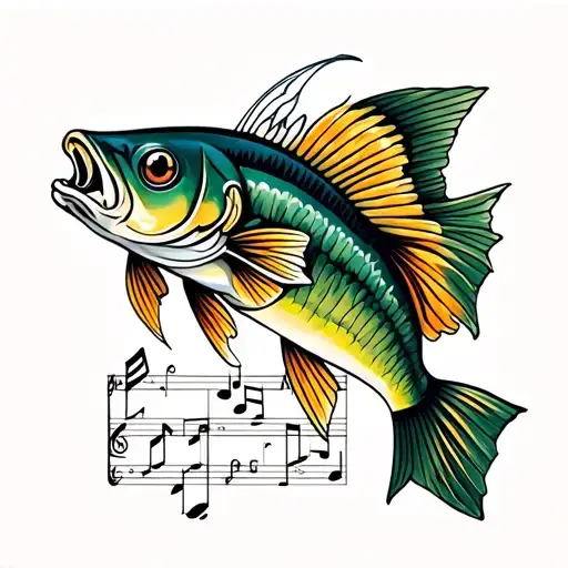 Fishing With Piano Music Notes Intertwined