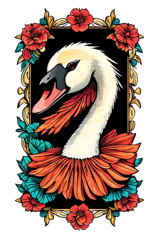 Swan With Clown Collar