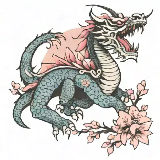 Samurai Cherry Blossom Dragon