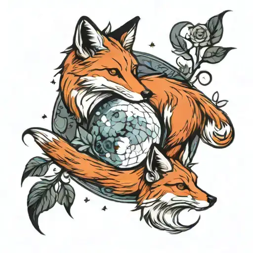 Moon And Fox Surrounded