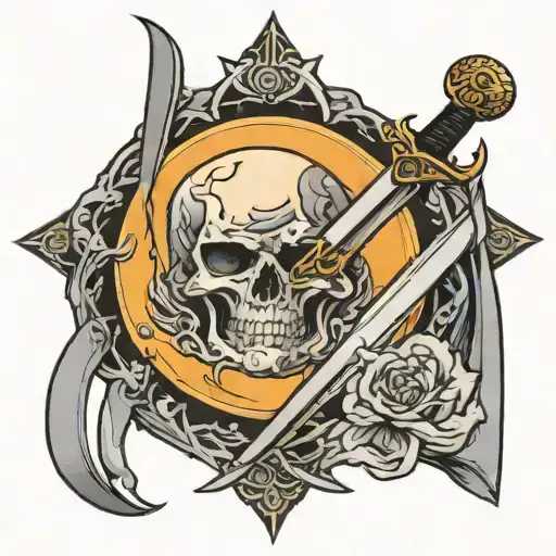 Full Moon Tattoo With Sword