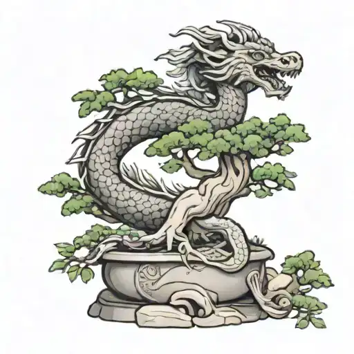Bonsai Tree With Dragon Coiled
