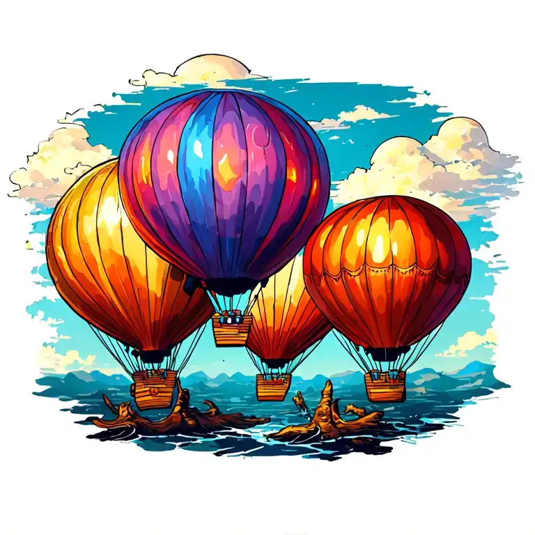 Three Hot Air Ballons