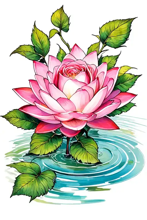 Rose And Water Lily
