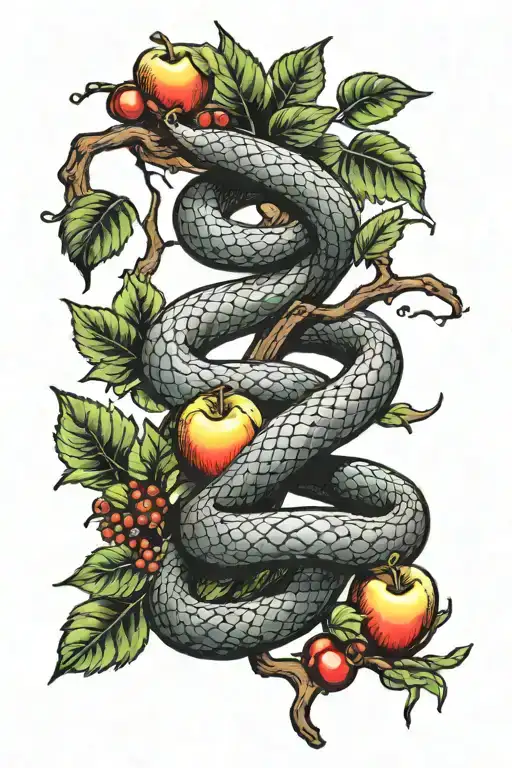 Snake And Apple Tree Branch