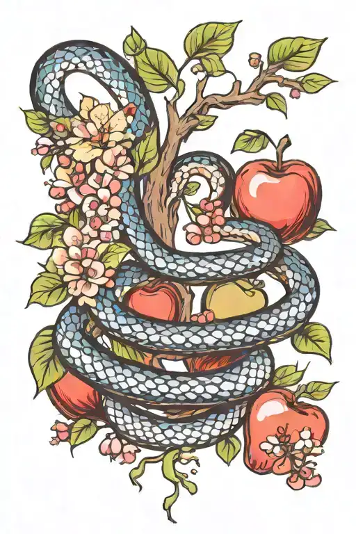 Snake And Apple Tree