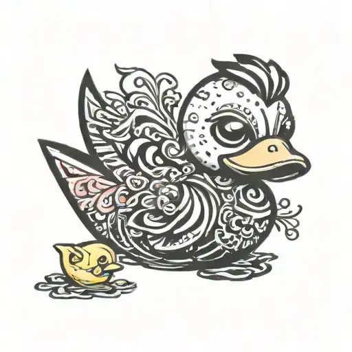 Rubber Duck Toy Punk Rock Emo With Tattoos Cartoon