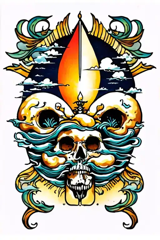 Sun Peeking Through Clouds On Ocean