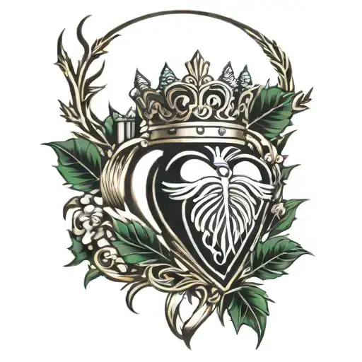 Claddagh No Crown Thistle On Top Of Heart
