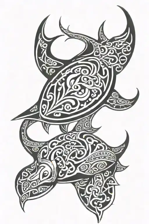 Manta Ray Turtle Maori Design
