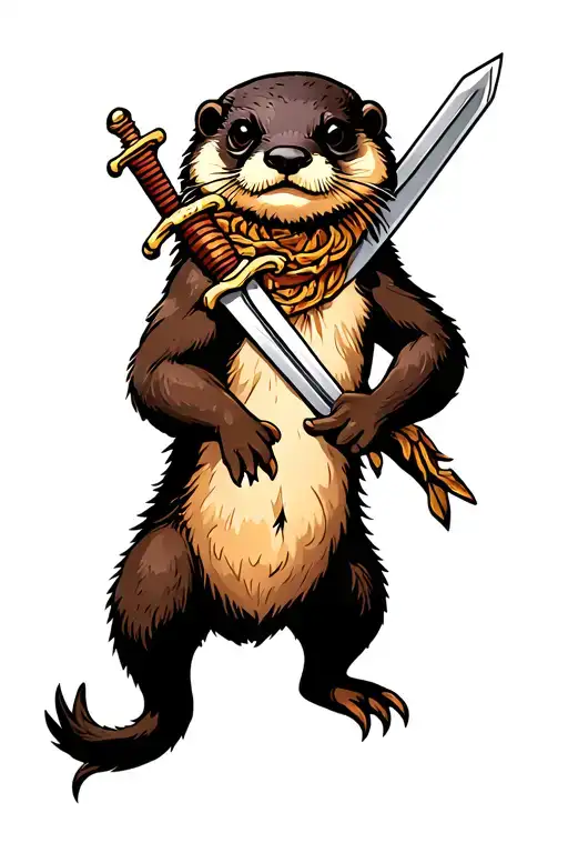 Otter Holding Sword