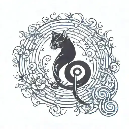 Cat In The Form Of A Treble Clef Symbol
