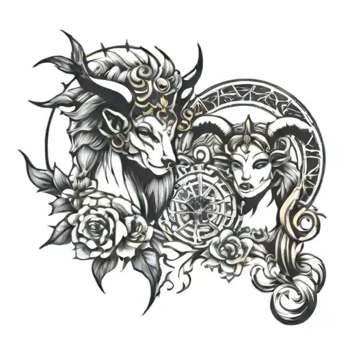 Couples Tattoo Using Zodiac Signs
