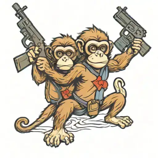 Police Monkeys With Ak 47