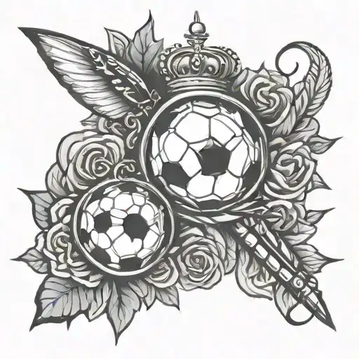 Soccer And Cricket Leg Sleeve Tattoo Design