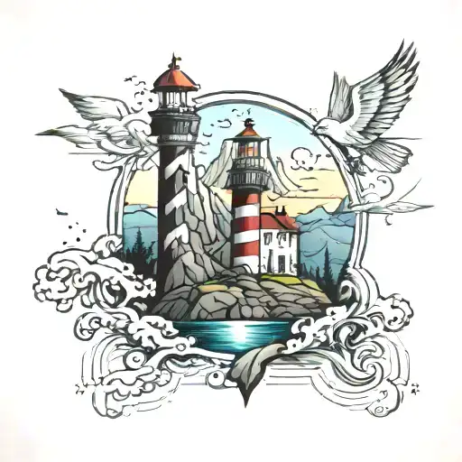 Lighthouse And Mountain