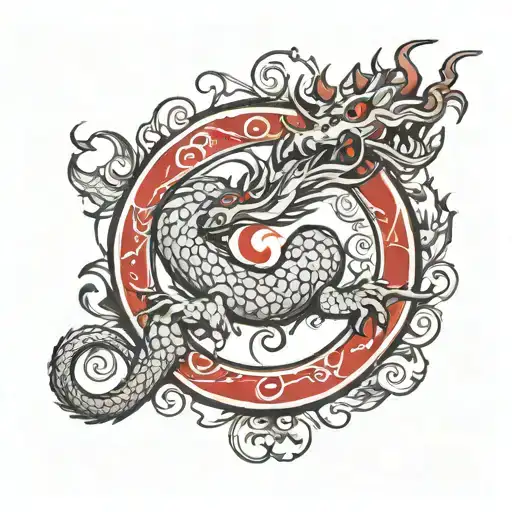Dragon And Red Circle