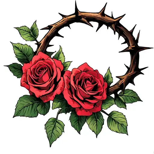 Crown Of Thorns With Roses Growing