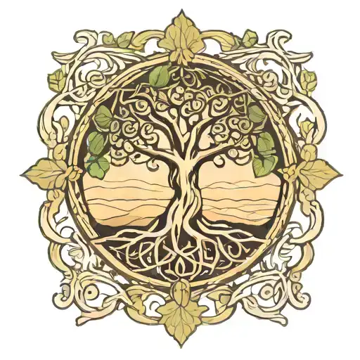 Tree Of Life With Trinity Knot