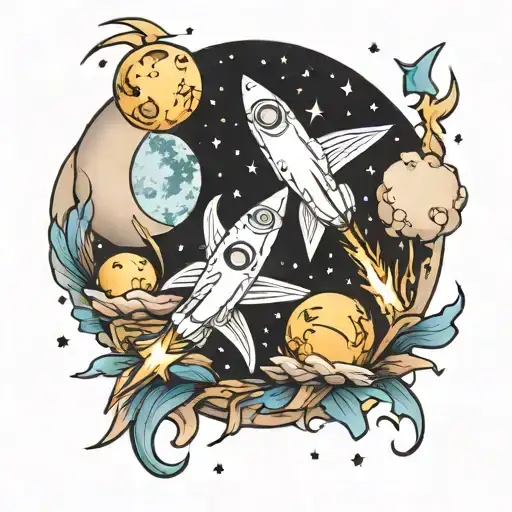 Galaxy Shooting Stars With Moon