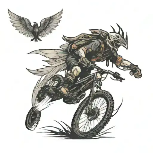 Mountain Biker With Wings Spread Wide